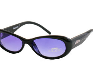 Black round sunglasses with indigo shades