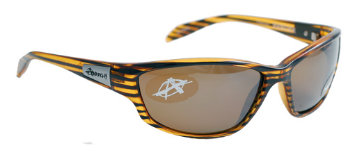 Gold-colored sunglasses with brown polarized lenses