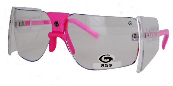 Pink framed clear glasses