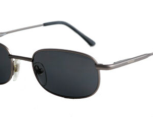 Charcoal silver framed shades with dark lenses