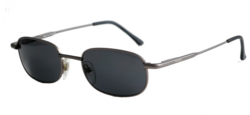 Charcoal silver framed shades with dark lenses