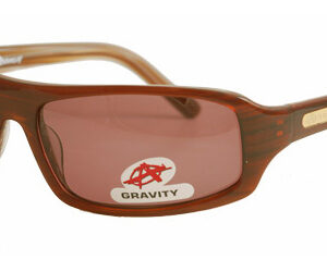 A pair of striped brown shades