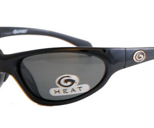 Black framed lenses with stickers