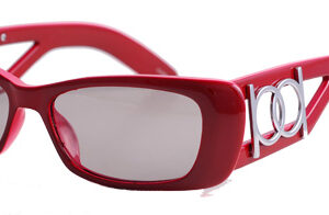 Red sunglasses with carved frames