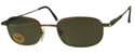 Thin bronze framed sunglasses with dark green lenses