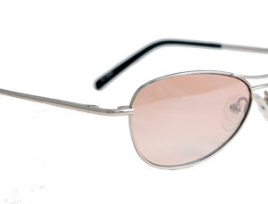 Silver-framed sunglasses with peach lenses