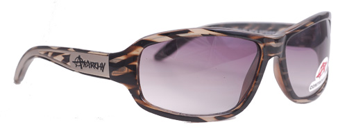 Black and brown striped shades with smoky gradient lenses
