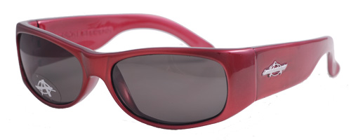 Crimson sunglasses with grey lenses