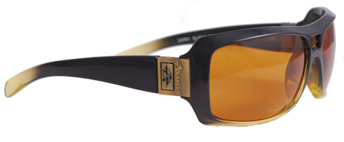 Black and tan shades with brown lenses