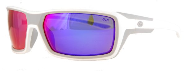 White framed plasma mirror sunglasses