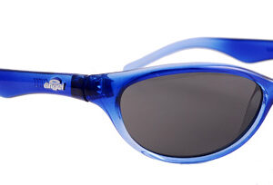 Translucent blue framed smoked shades