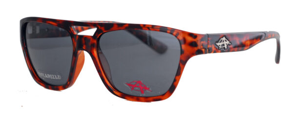 Polarized sunglasses with a light brown specked frame