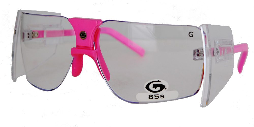 Protective eyewear with pink frame