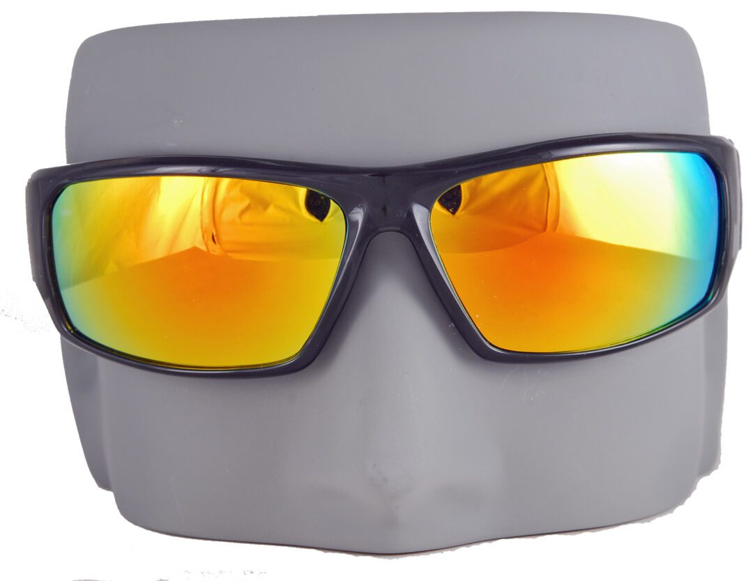 Sporty sunglasses with orange lenses