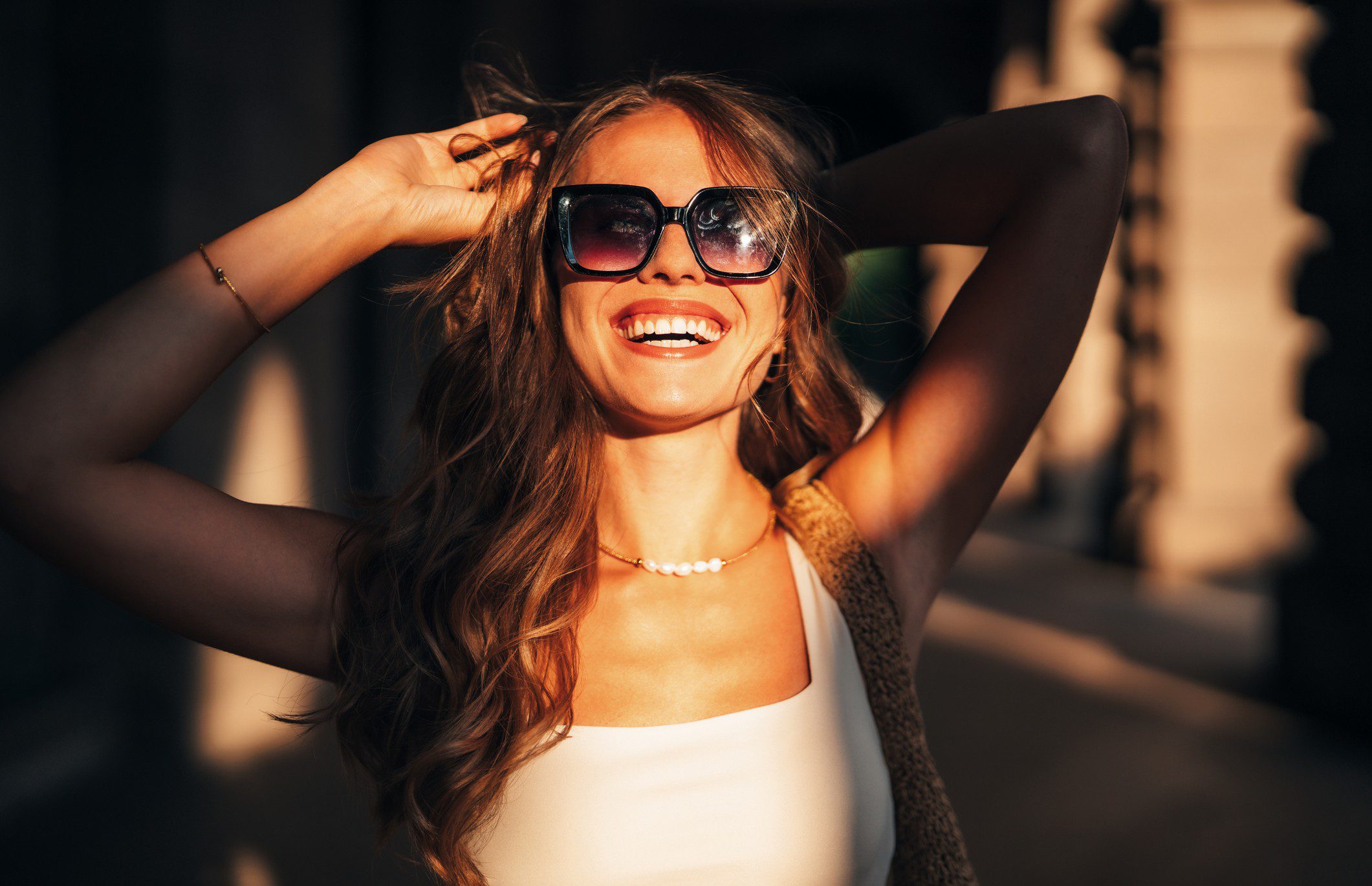 Happy woman enjoying the sun