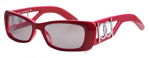 Red designer sunglasses with logo detail