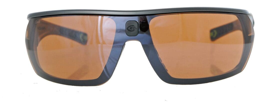 Matte grey wraparound sunglasses with brown lenses