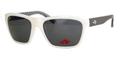 White and black sunglasses with logo
