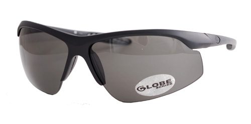 Sporty black sunglasses with dark lenses