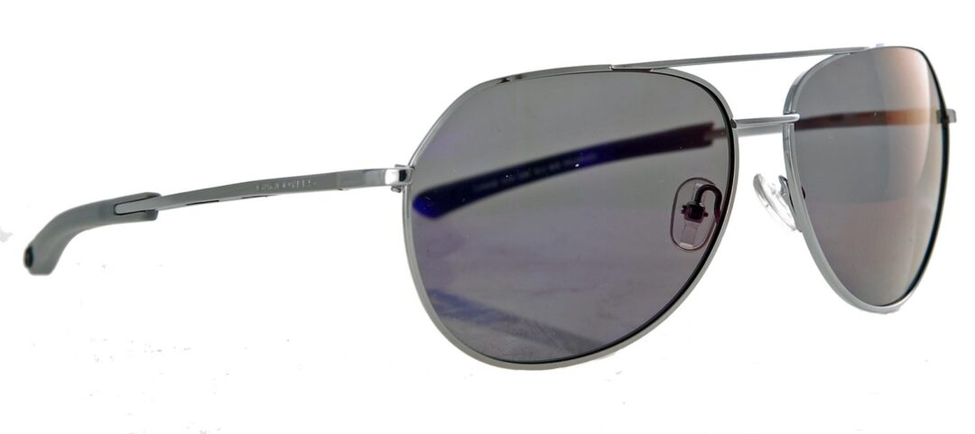 Stylish aviator sunglasses on white background
